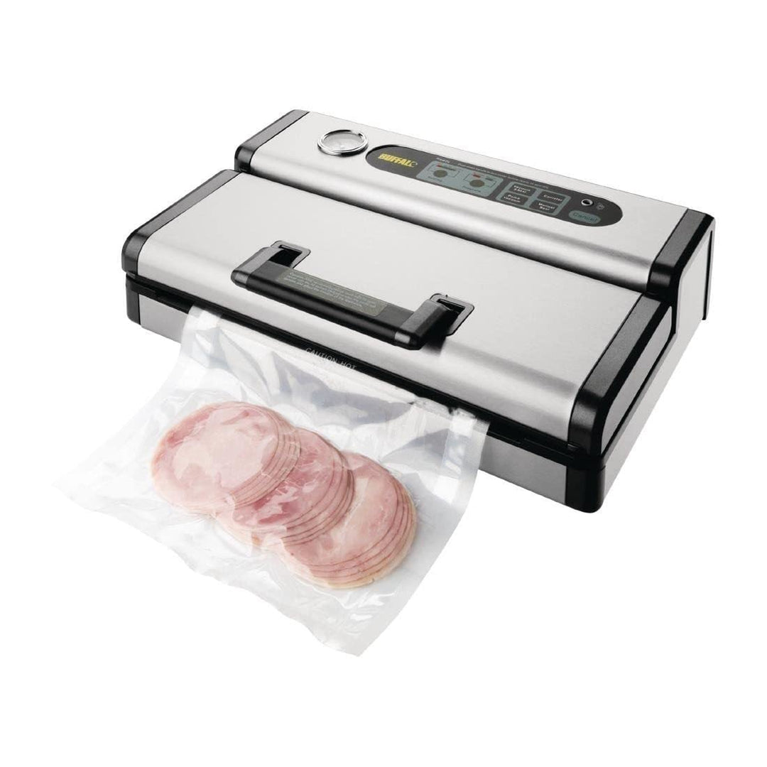 Buffalo 130 W tragbare Vakuumiermaschine 300 mm, Schwarz & Edelstahl, Versiegelungsbreite: 300 mm, e