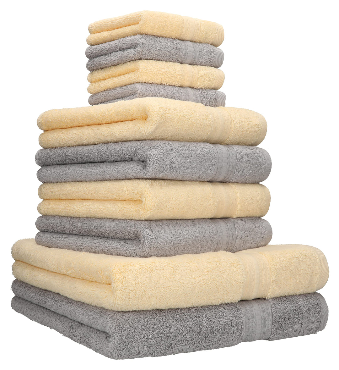 Betz 10 TLG. Handtuch Set Gold Farbe beige &amp; Silber grau, Qualität 600 g/m², 2 Duschtücher 70 x 140