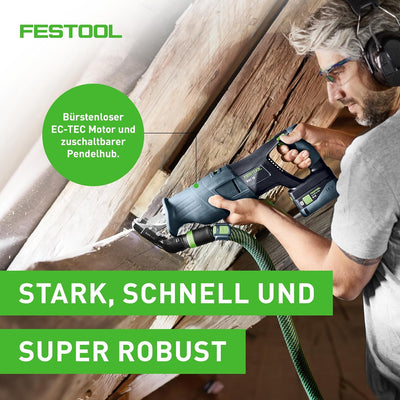 Festool Akku-Säbelsäge RSC 18 EB-Basic (mit Absaugvorrichtung, Säbelsägeblatt WOOD UNIVERSA), im Sys