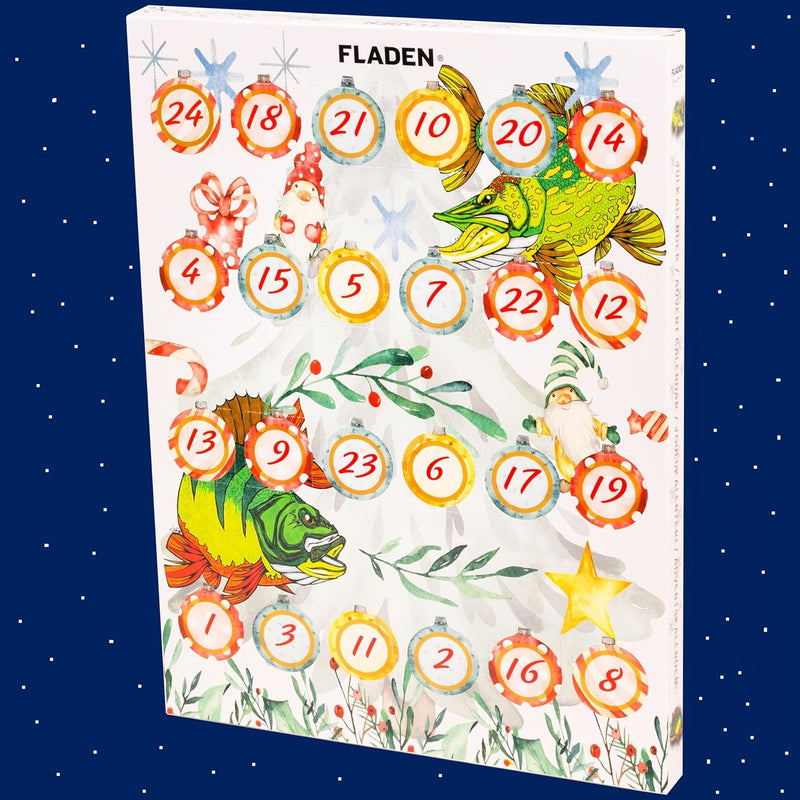 FLADEN Fishing Raubfisch Angler Adventskalender - Weihnachtskalender Angel Advents Kalender - mit 24