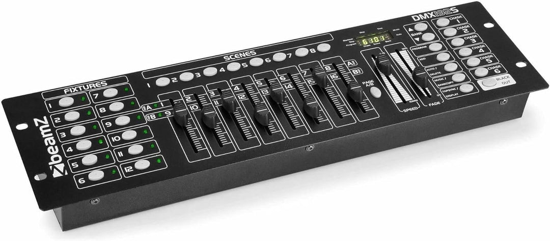 BeamZ DMX192-S - Lichtmischpult, DMX Controller Musikgesteuert mit 192 Kanälen, 12 Geräte mit 16 Kan