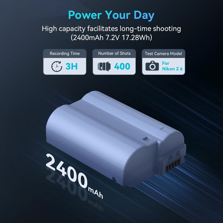 SMALLRIG Battery EN-EL15C 2400mAh Kamera Akku für Nikon Zf / Z8 / Z7 / Z6, wiederaufladbarer USB-C S