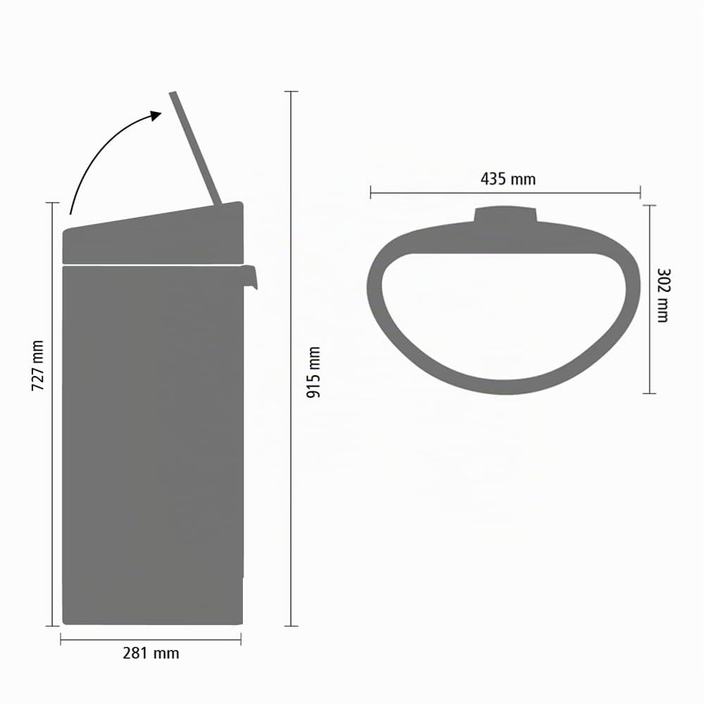 Brabantia - Touch Bin 40L - Grosser Mülleimer für die Küche - Soft-Touch-Öffnung - Entnehmbarer Inne