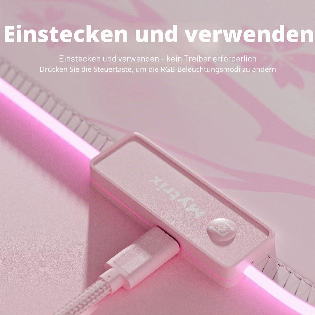 Mytrix RGB Gaming Mauspad Rosa Sakura Pink, Pink
