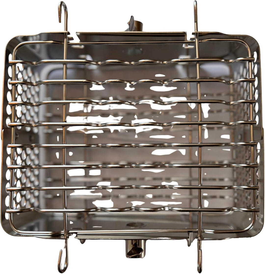 Edelstahl Drehspiesskorb – Verstellbarer Rotisserie Grillkorb für Gas-, Holzkohle- & Kugelgrills – S
