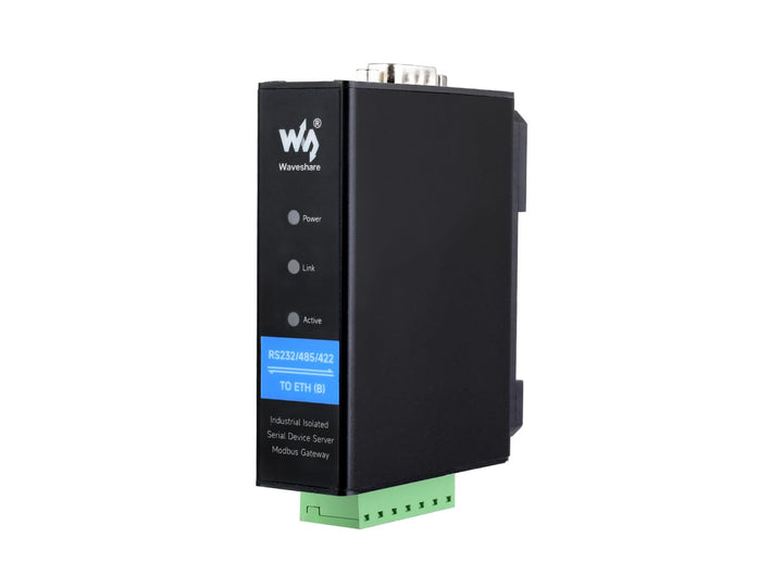 Waveshare RS232/RS485/RS422 to RJ45 Ethernet Converter Module, Industrial Rail-Mount Isolated Serial