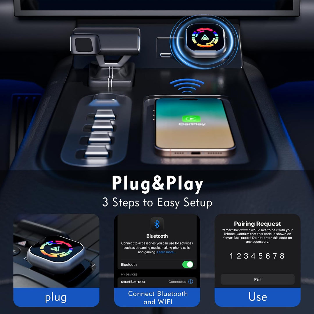 Wireless Carplay Adapter, 2 in 1 Android Auto&Carplay Wireless Adapter, Upgrade auf kabelloses CarPl