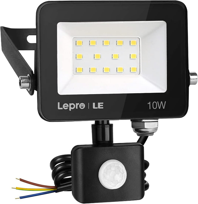 Lepro 10W LED Strahler mit Bewegungsmelder Aussen, 850LM Aussenstrahler 5000K Kaltweiss Superhell Sc