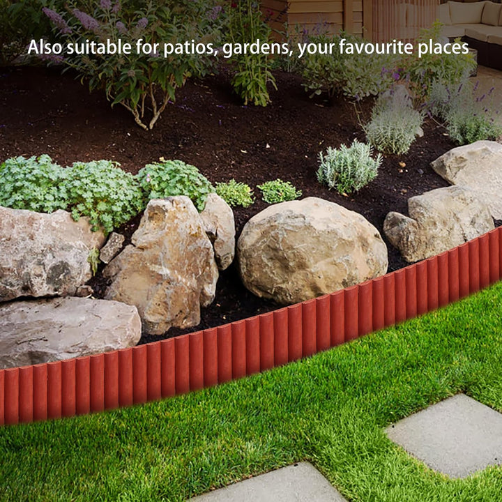 Razenkante Holz Natur Holzzaun,Garten Rasenkante Holzkanten Flexibler Rollborder Rasenkante,Langlebi
