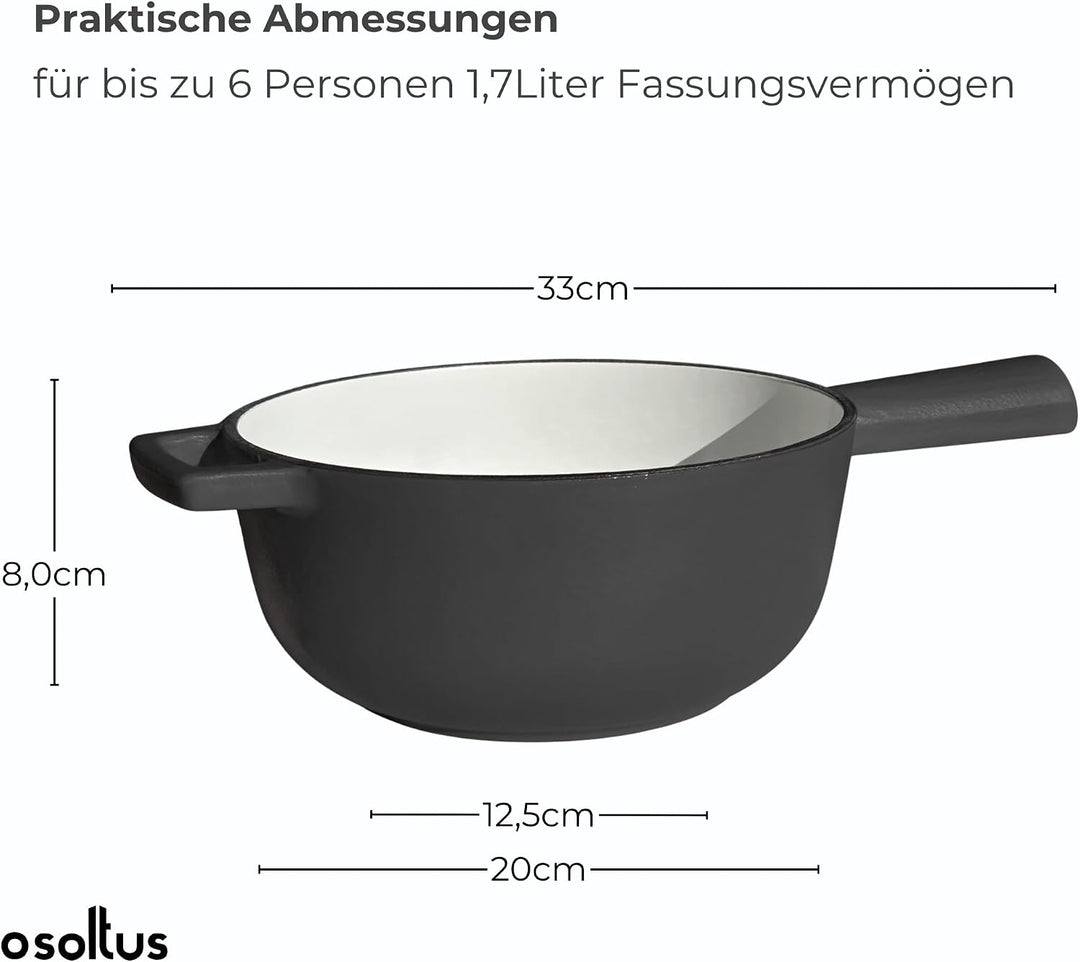 osoltus Fondue | Käsefondue | Fleischfondue Set Gusseisen 6 Personen Emaille | 13 TLG. inklusive Hol