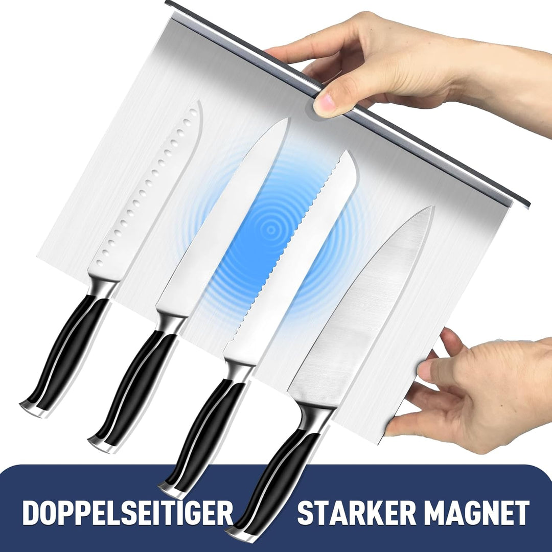 Messerblock magnetischer ohne Messer, 30 cm Silber Messerhalter magnetisch aus 304 Edelstahl, beidse