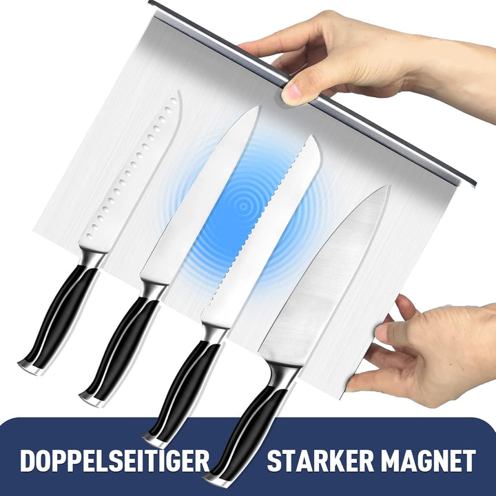 Messerblock magnetischer ohne Messer, 30 cm Silber Messerhalter magnetisch aus 304 Edelstahl, beidse