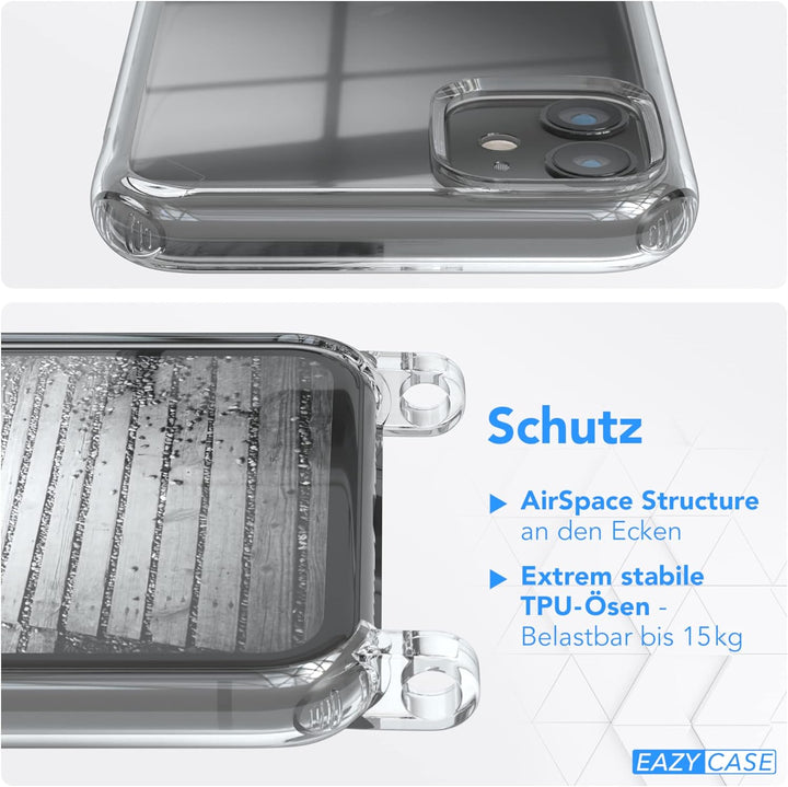 EAZY CASE Handykette kompatibel mit iPhone 11 Handyhülle mit Metall Umhängeband und Ersatz Kordel sc