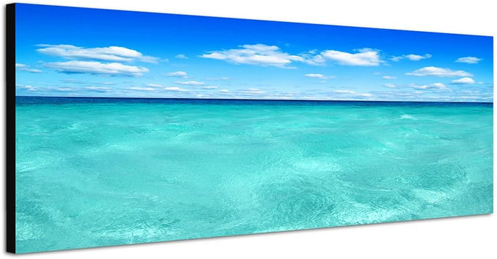 Paul Sinus Art Panoramabild auf Leinwand und Keilrahmen 150x50cm Meer Horizont Wolken Sommer