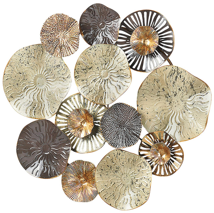 Kobolo Wandbild Wanddeko Metallbild 3D - Round - aus Metall in beige und Gold
