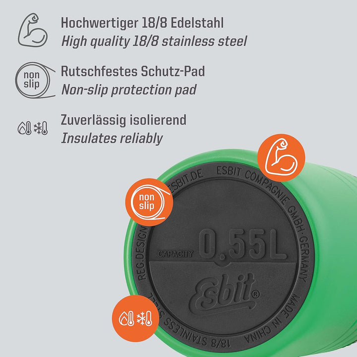 Esbit Thermobehälter Majoris | Edelstahl | BPA-Frei | Schwarz & Silber | 0,4L & 0,55L | für warme Sp
