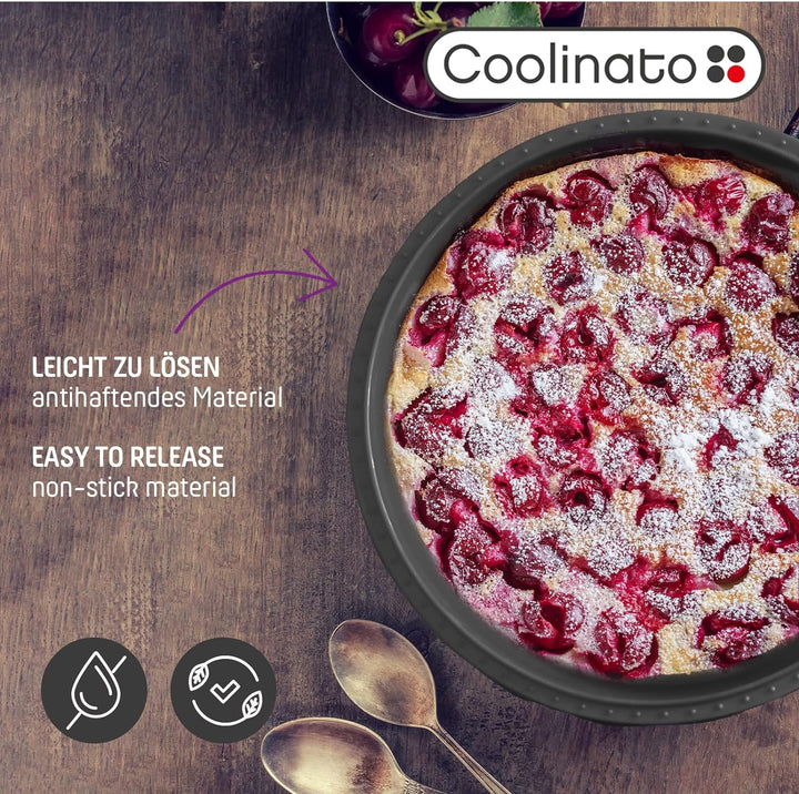 Coolinato 3er Set Silikon Backformen rund 16 cm 20 cm und 26 cm, Grau, Silikonformen zum Backen von