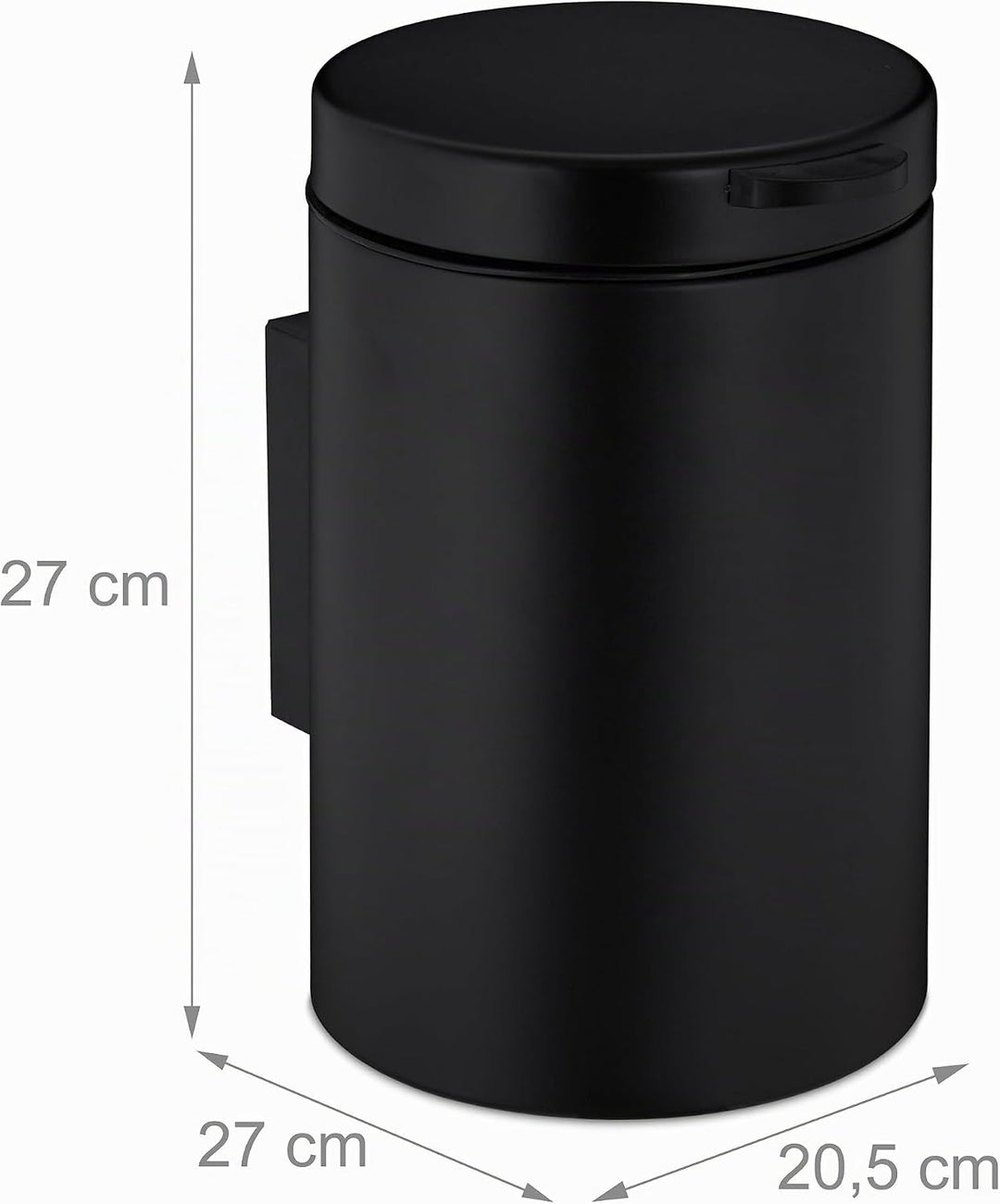 Relaxdays Kosmetikeimer Wandmontage, 5 Liter, Absenkautomatik, Inneneimer, Metall, runder Badezimmer