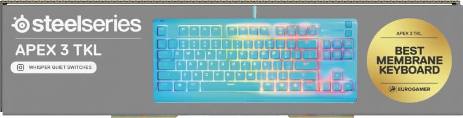 SteelSeries Apex 3 TKL Aqua RGB Gaming-Tastatur – Kompakter Tenkeyless-Formfaktor – 8-Zonen-RGB-Bele