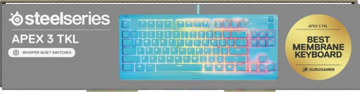 SteelSeries Apex 3 TKL Aqua RGB Gaming-Tastatur – Kompakter Tenkeyless-Formfaktor – 8-Zonen-RGB-Bele