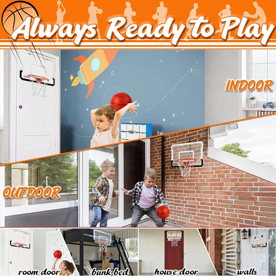 TEUVO Mini Basketballkorb Kinder, Tür Basketballkorb Indoor für Zimmer mit 4 Ball Basketball Korb Ki