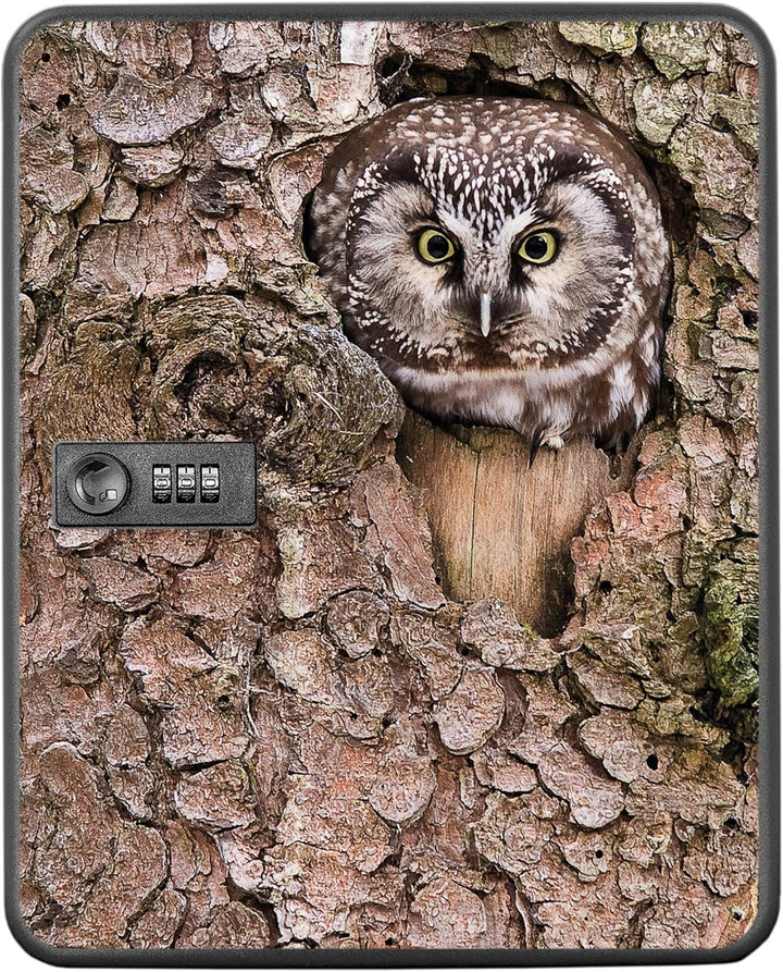 banjado® Burg-Wächter® abschliessbarer Schlüsselkasten mit Motiv Eule für 36 Schlüssel - Schlüsselka