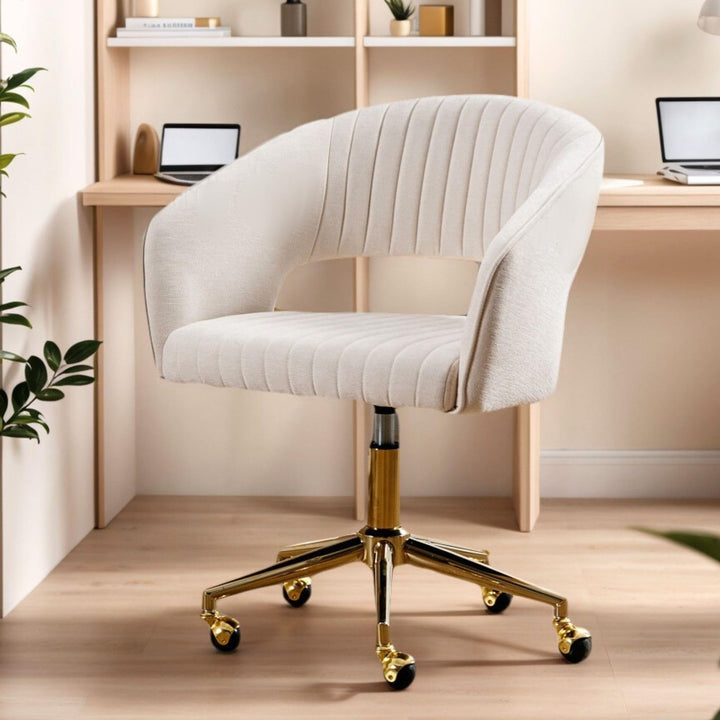 chairus Verstellbarer Bürostuhl Zuhause aus Chenille Computer Drehsessel Moderner Schminktischstuhl