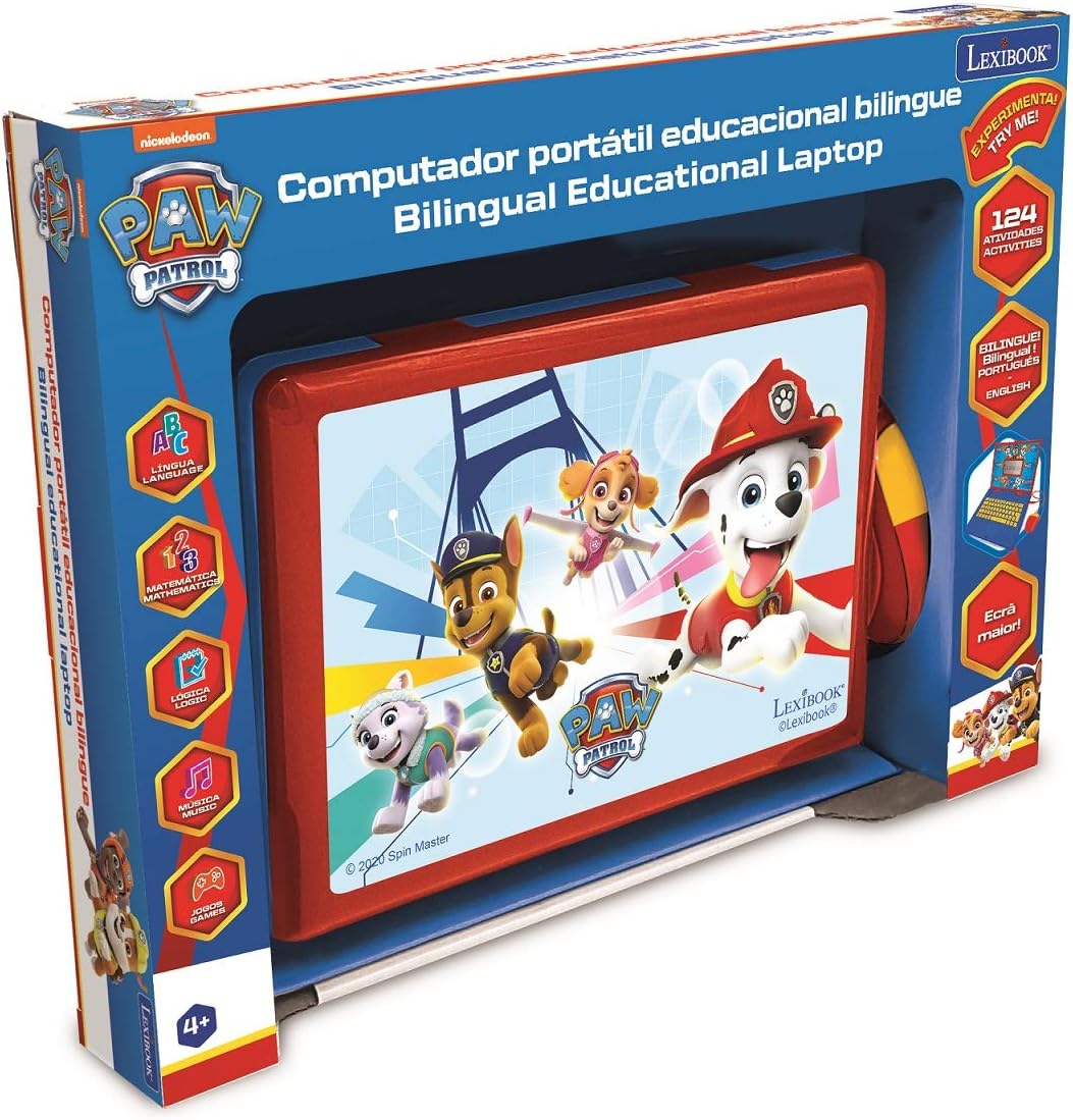 Lexibook JC598PAi4 Paw Patrol-Lern- und zweisprachiger Laptop Portugiesisch/Englisch Spielzeug für K