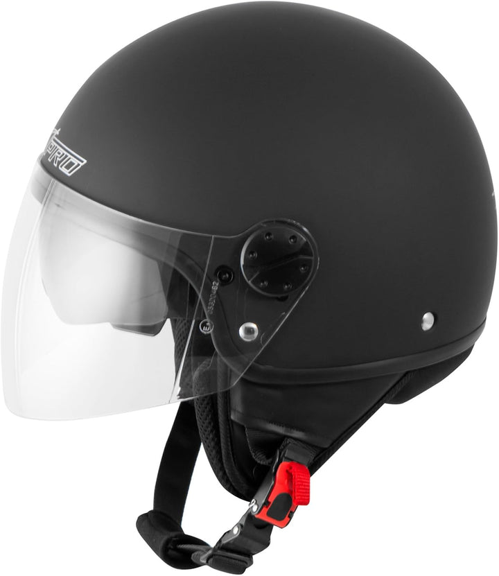 Motorradhelm Motorrad Roller Jet Helm Innensonnenblende 2 Viser SonicMoto 59 cm (L) Matt Schwarz, 59