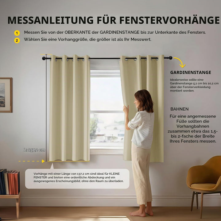 Deconovo Vorhang Blickdicht mit Kälteschutz Gardinen Kinderzimmer Verdunkelungsvorhang Kälteschutz,