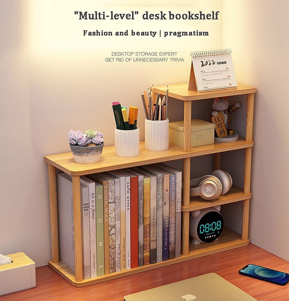 Desktop-mehrschichtiges Bücherregal-Speicherregal, grosse Kapazität Massivholz-Speicherwand auf dem