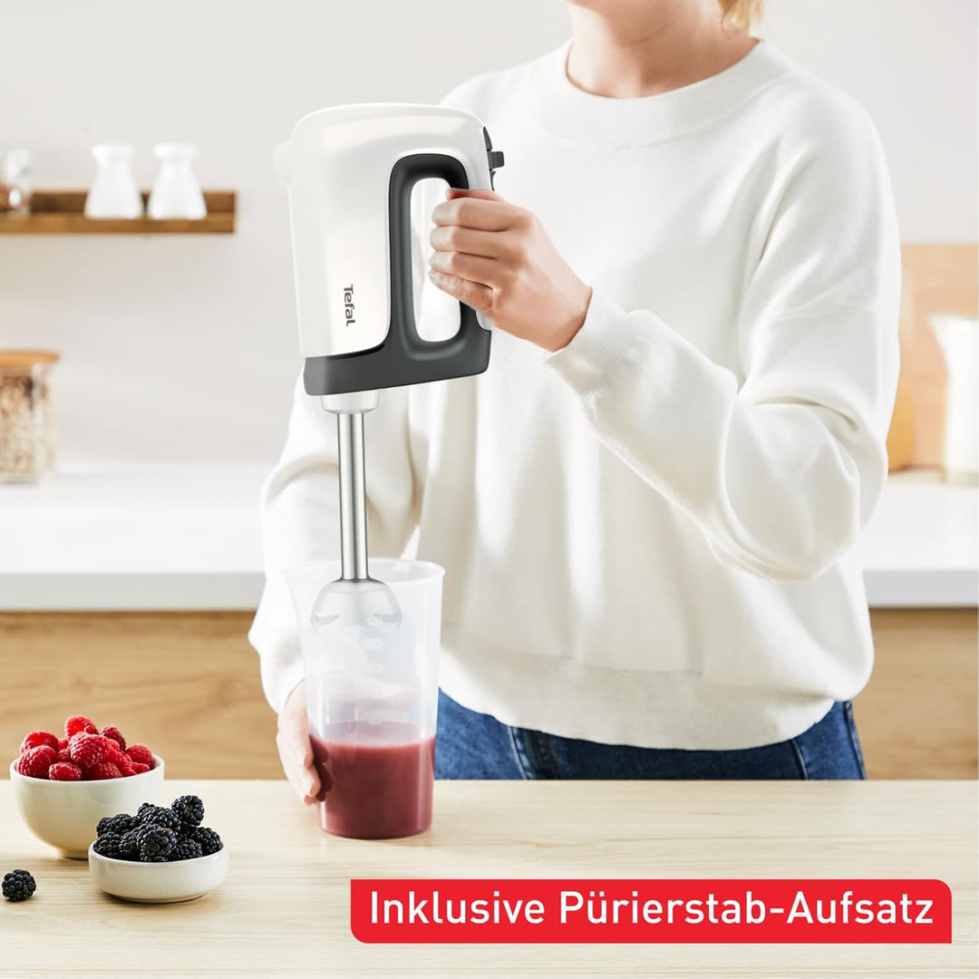 Tefal HT462138 Prep'Mix+ Handmixer| Ideal Für Leichte Und Zähe Zubereitungen| Leistungsstarker 500-W