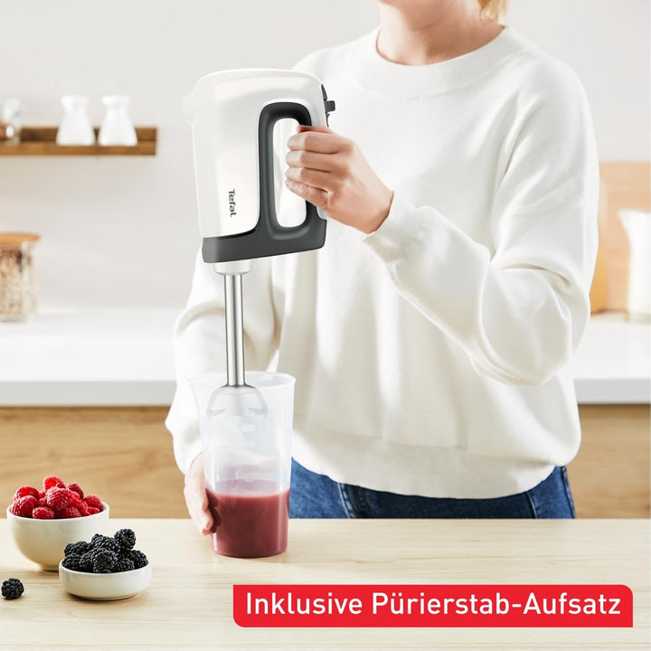 Tefal HT462138 Prep'Mix+ Handmixer| Ideal Für Leichte Und Zähe Zubereitungen| Leistungsstarker 500-W