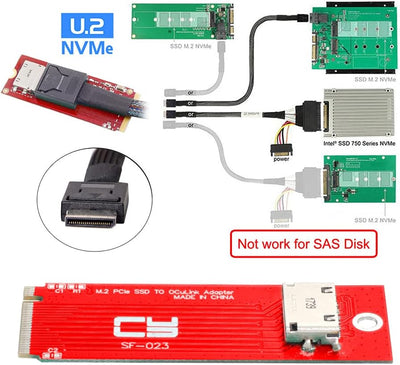 NFHK PCI-E 3.0 M.2 M-Key auf Oculink SFF-8612 SFF-8611 Host-Adapter für PCIe Nvme SSD 2260 Adapter B