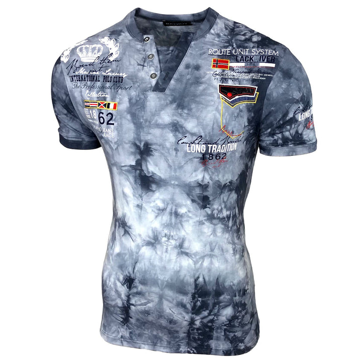 Herren Vintage Verwaschen Kurzarm T-Shirt Slim Fit Design Fashion Top Print Batik Shirt 2285 4XL Gra