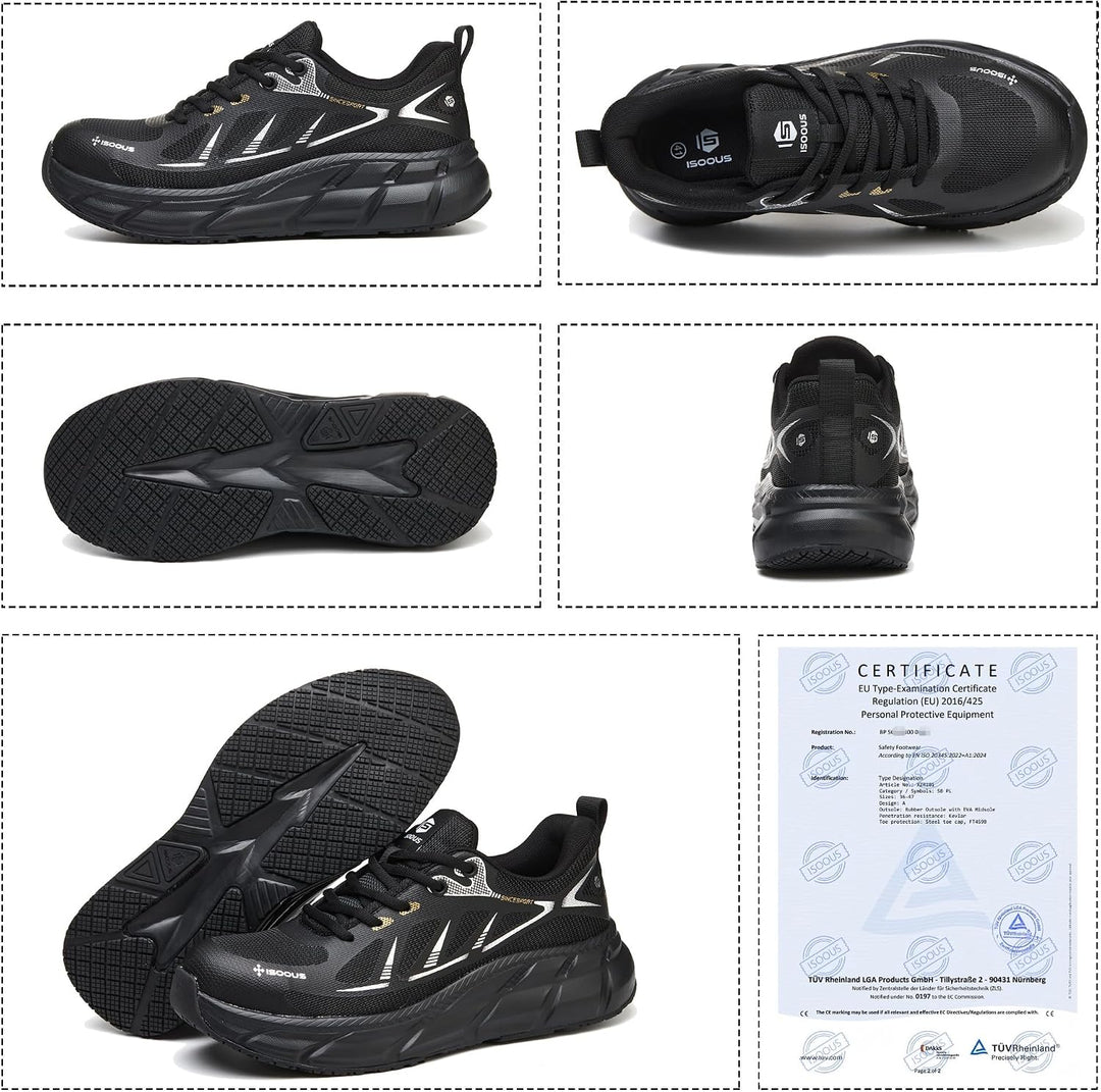 ISOOUS Arbeitsschuhe Herren Sicherheitsschuhe Damen Stahlkappenschuhe Sportlich Atmungsaktiv Schutzs