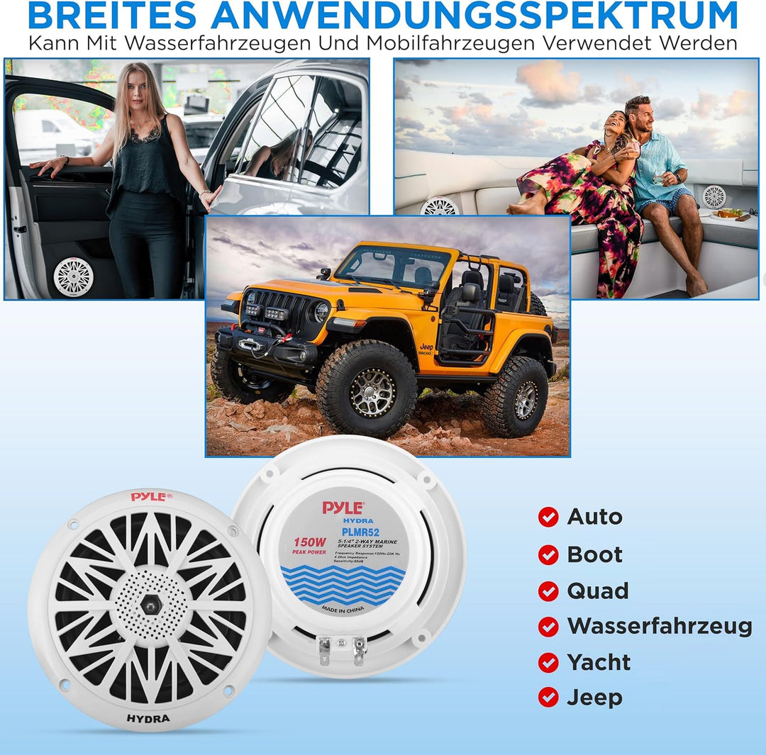 Pyle Marine Lautsprecher (150 Watt, 13,33 cm (5,25 Zoll), 2-Wege) weiss