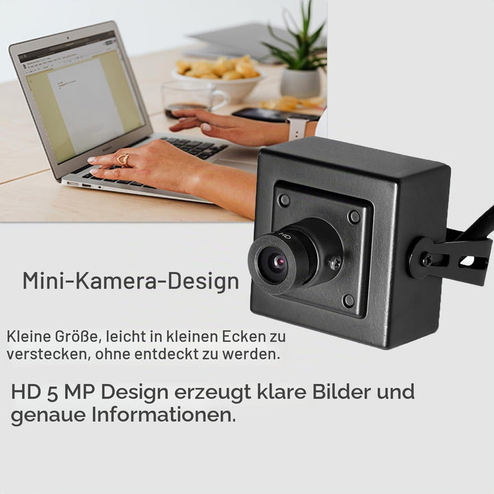 REVODATA 5MP Mini Sicherheits Innen POE IP Kamera mit Audio/Mikrofon, Audio Mini Grösse 3,6mm Objekt