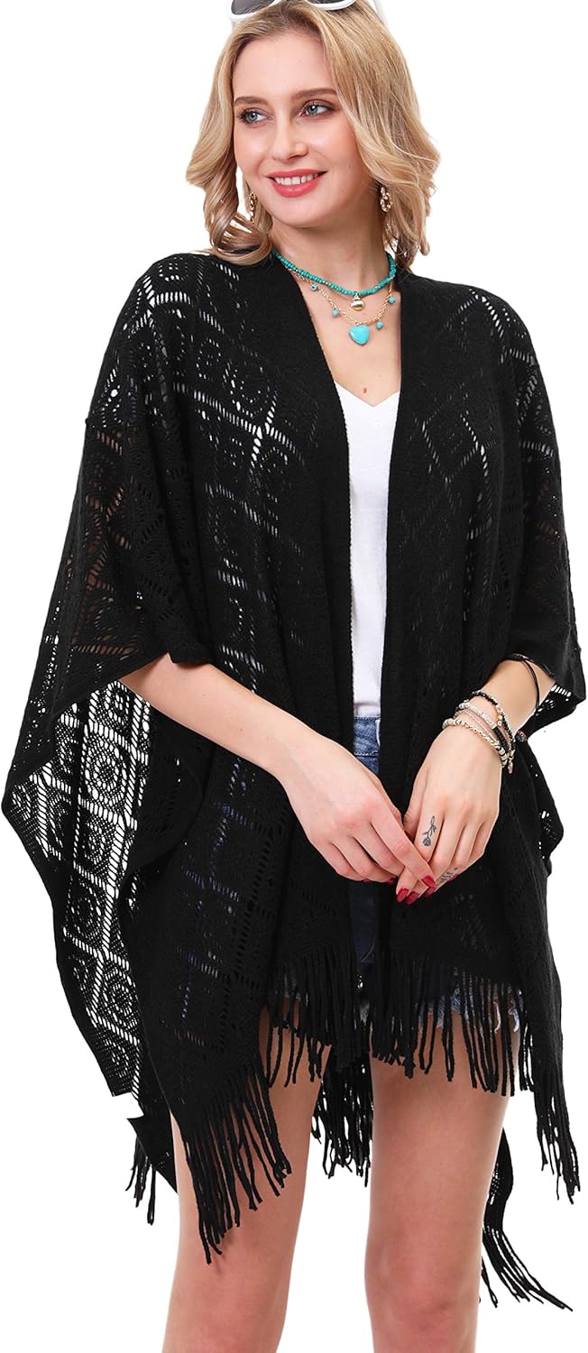 soul young Damen Stricken Stola Grosse Grössen Warm Weich Poncho Shawl Cardigan Kimono EINWEG Verpac