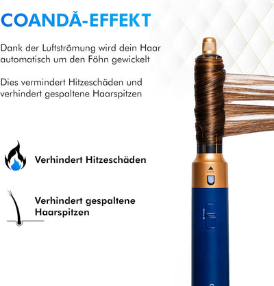 Dryze airstyler 5 in 1, lockenstab, haartrockner, warmluftbürste, föhnbürste, föhn… (Vinca Blue), Vi