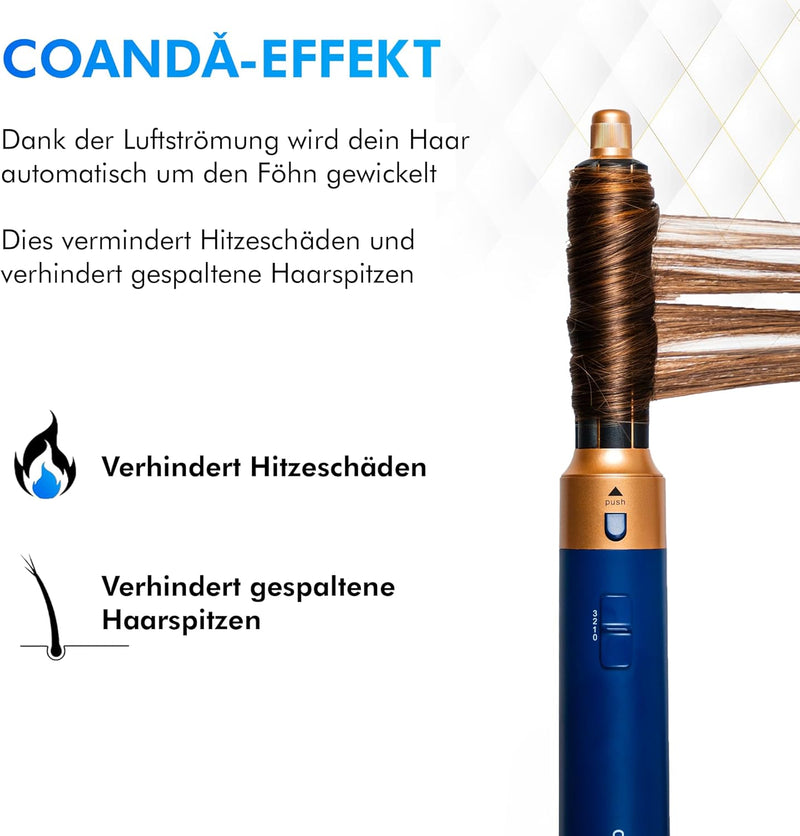 Dryze airstyler 5 in 1, lockenstab, haartrockner, warmluftbürste, föhnbürste, föhn… (Vinca Blue), Vi