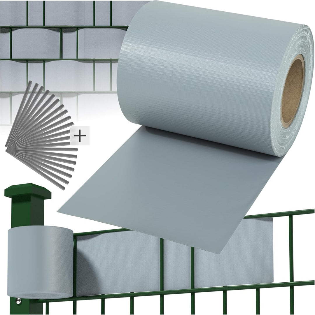 TecTake PVC Sichtschutzfolie Sichtschutzstreifen inkl. Befestigungsclips 450g/m² - Diverse Modelle -