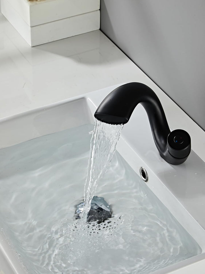 Waschbeckenarmatur Mattschwarz Wasserfall Badezimmer Wasserhahn Einloch Waschtischarmatur Kreatives