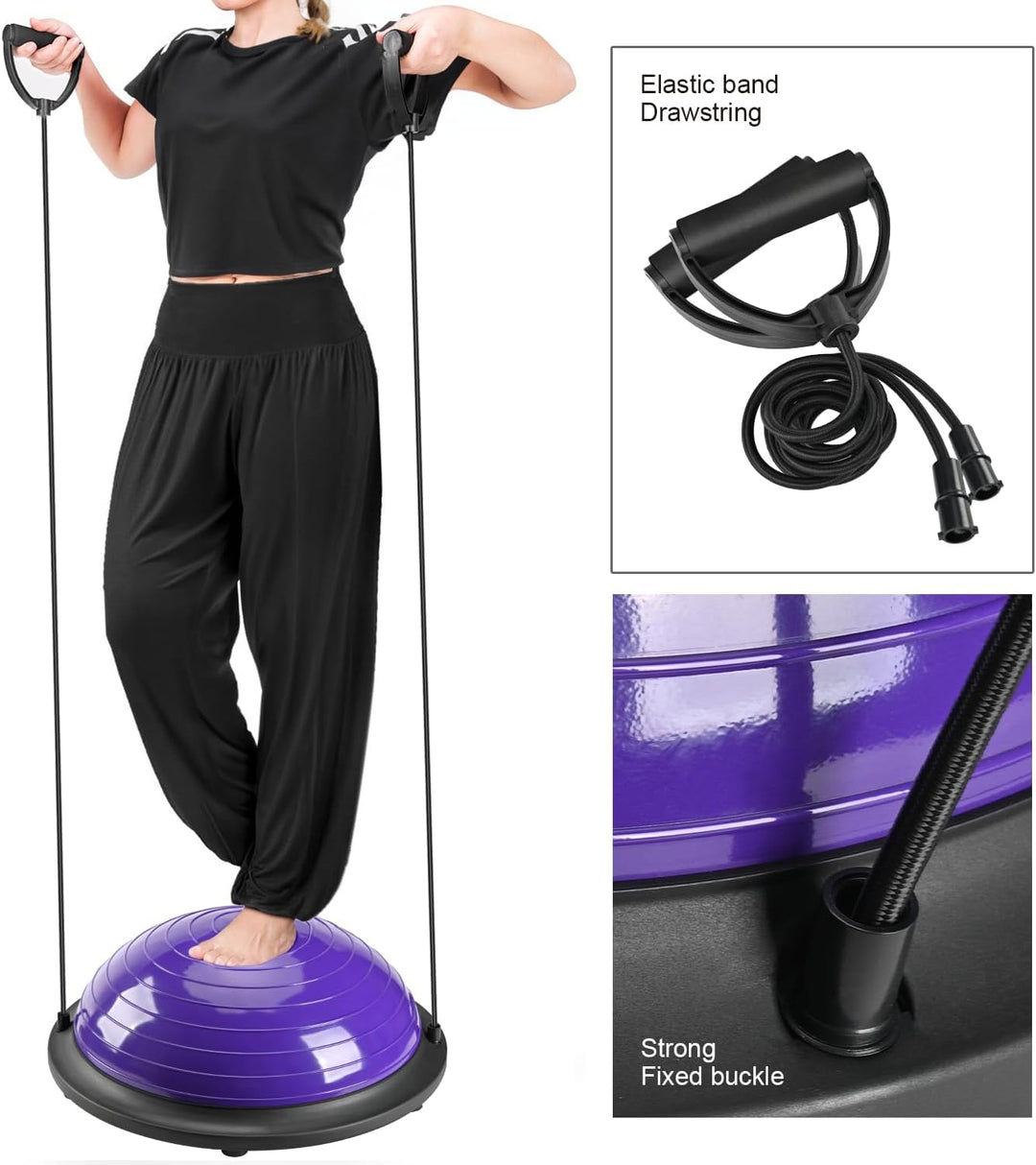 Halb Balance Ball Trainer, Halb Yoga Übungsball mit Widerstandsbändern und Fusspumpe, Balance Traine