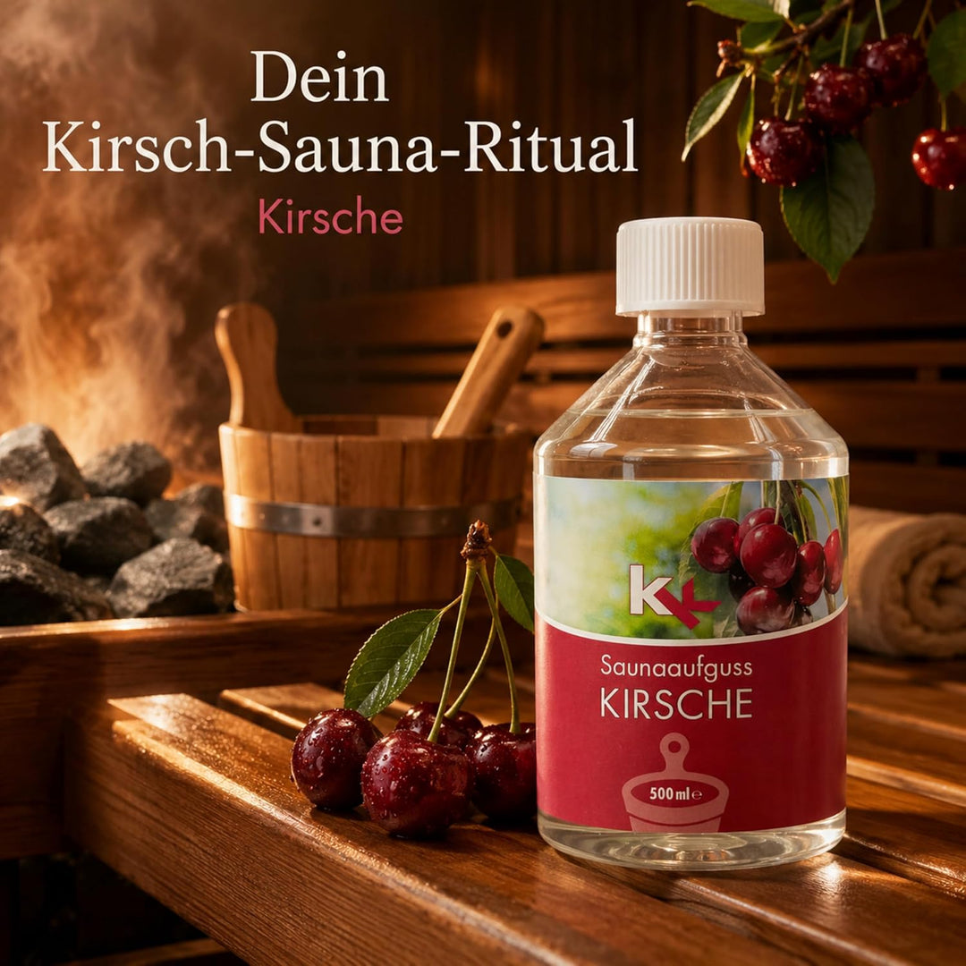 KK Sauna Aufguss Konzentrate PREMIUM - Made in Germany - Duftsorte Kirsche - 500 ml Flasche - Wellne