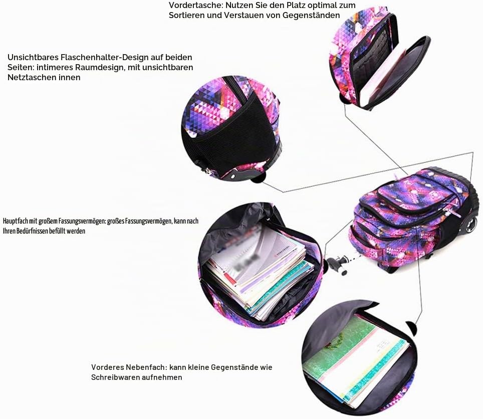 CONPHERON Trolley Rucksack Schulrucksack Schüler Multifunktionaler Rucksack Schultaschen Koffer Lapt