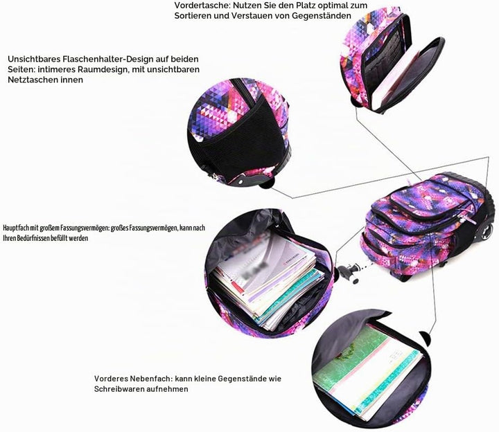CONPHERON Trolley Rucksack Schulrucksack Schüler Multifunktionaler Rucksack Schultaschen Koffer Lapt