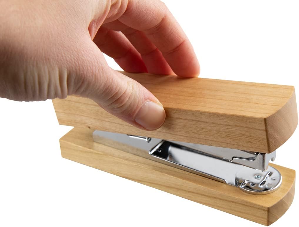 Hefter Tacker aus Holz Kirschholz Edelstahl nachfüllbar für Büro 2–30 Blatt Kapazität