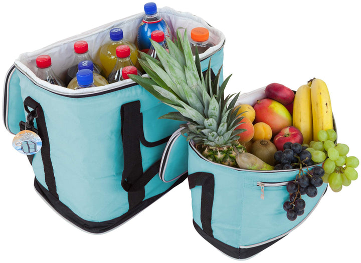30L + 8L Set Kühltaschen Ibiza, Grosse + Kleine Faltbare Tasche Thermo isoliert für Lunch, Picknik,