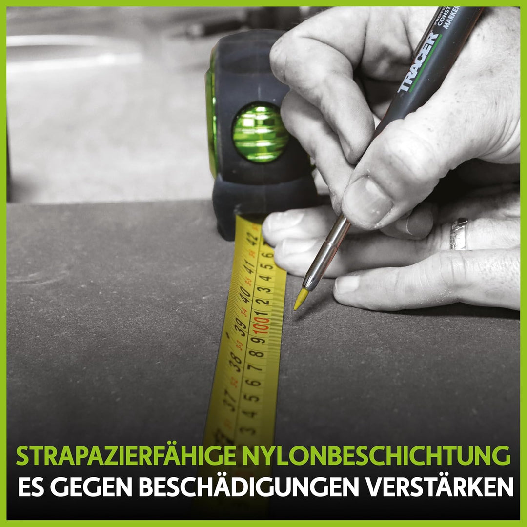 TRACER 8m Automatisches Feststellband (nylonbeschichtetes Massband mit Magnethaken und automatischer